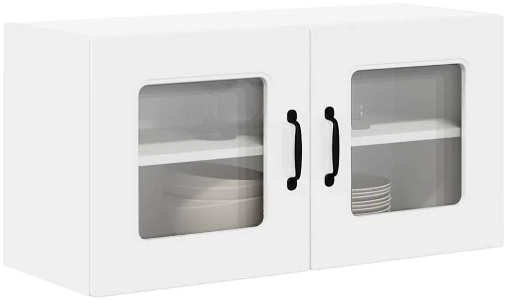 vidaXL Κρεμαστό ντουλάπι κουζίνας με ράφι Υψηλής γυαλάδας λευκό