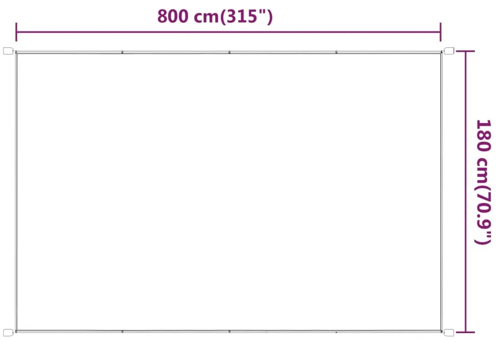 vidaXL Τέντα Κάθετη Λευκή 180 x 800 εκ. από Ύφασμα Oxford