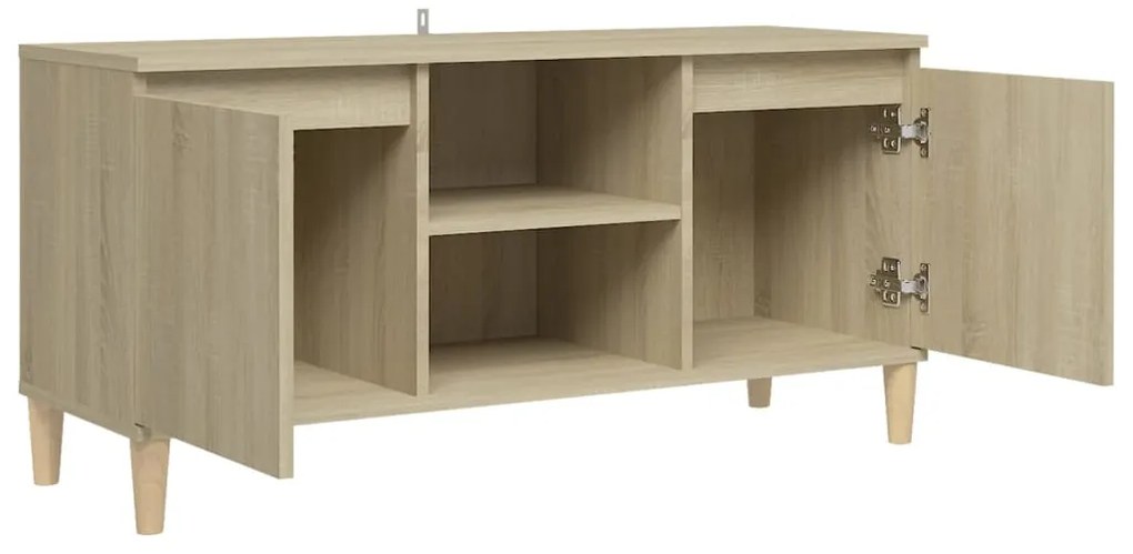vidaXL Έπιπλο Τηλεόρασης Καφέ Δρυς 103,5x35x50εκ. Μασίφ Ξύλινα Πόδια