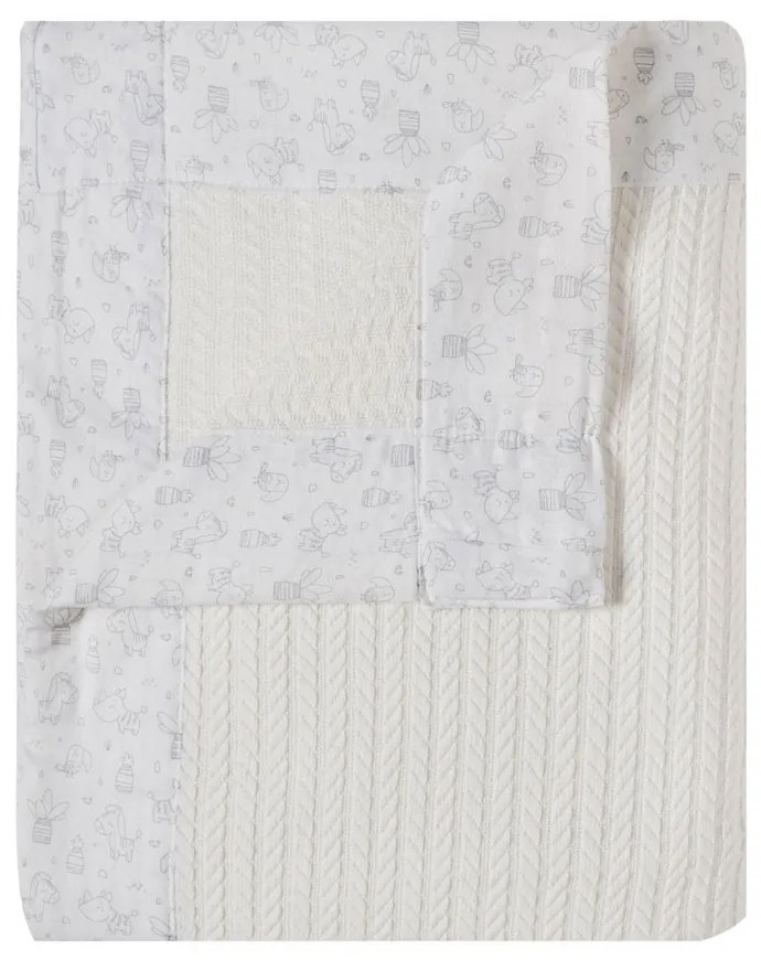 Κουβέρτα Βρεφική Πλεκτή Με Φάσα Vivari Grey-Blue Kentia Cuddle 80x100cm 100% Βαμβάκι