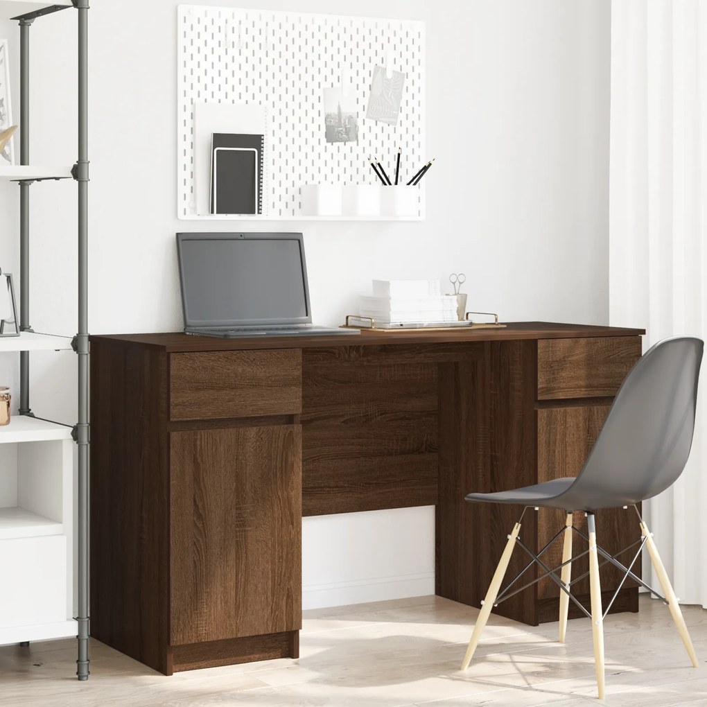 vidaXL γραφείο Καφέ Δρυς 140x49x76 εκ Επεξεργασμένο ξύλο
