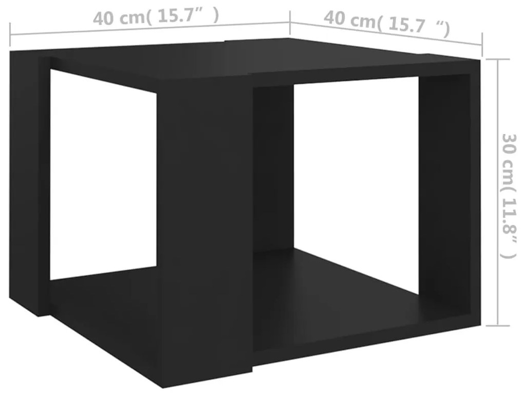 Τραπεζάκι Σαλονιού Μαύρο 40x40x30 εκ. από Επεξεργασμένο Ξύλο - Μαύρο