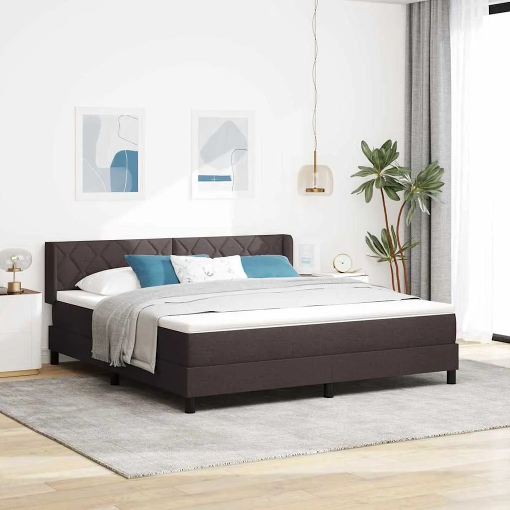 vidaXL Κρεβάτι με ελατήρια Σκούρο Καφέ 180 x 200 cm Ύφασμα και αφρός
