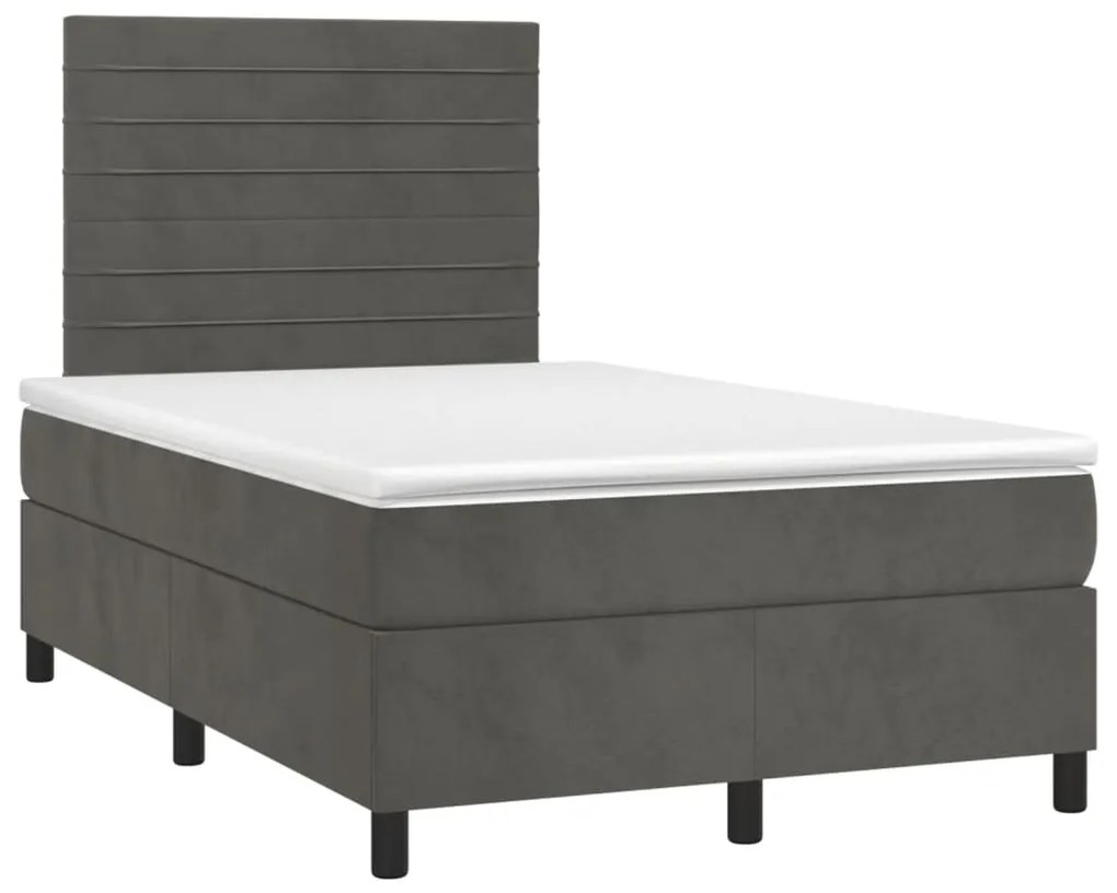 vidaXL Κρεβάτι Boxspring με Στρώμα Σκούρο Γκρι 120x190 εκ. Βελούδινο