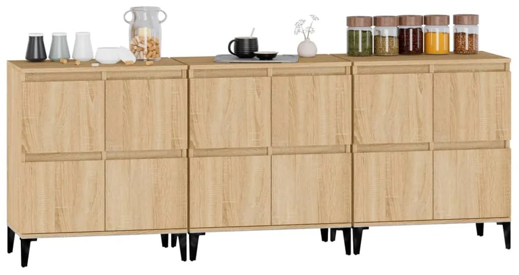 vidaXL Ντουλάπια 3 τεμ. Sonoma Δρυς 60x35x70 εκ. Επεξεργασμένο Ξύλο
