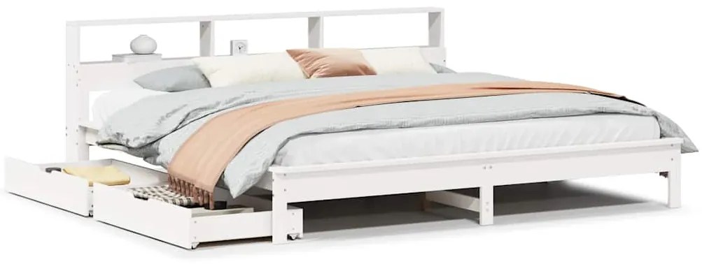 vidaXL Κρεβάτι Βιβλιοθήκη Χωρίς Στρώμα 180x200 εκ Μασίφ Ξύλο Πεύκου