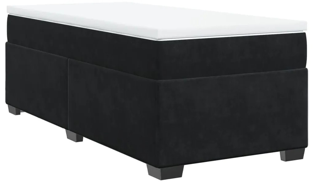 vidaXL Κρεβάτι Boxspring με Στρώμα Μαύρο 90x200 εκ. Βελούδινο