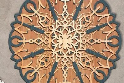 Σετ των 2 Intra απο ξύλο plywood 3mm-4mm πάχος 3D LAYER Mandala Δίασταση 30x30 cm INTRAFABR-45576280