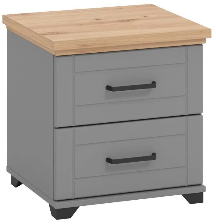 Κομοδίνο Valencia Γκρί - Αrtisan Oak - Γκρί Μάτ 46x41x47.5 εκ. 46x41x47.5 εκ.