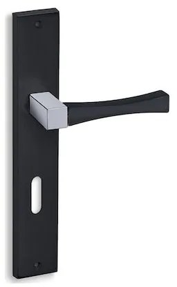 Convex 835 Ματ Μαύρο-Χρώμιο Πόμολο Εξωτερικής/Ασφαλείας Πόρτας - Πλάκα 85mm(Ζεύγος)