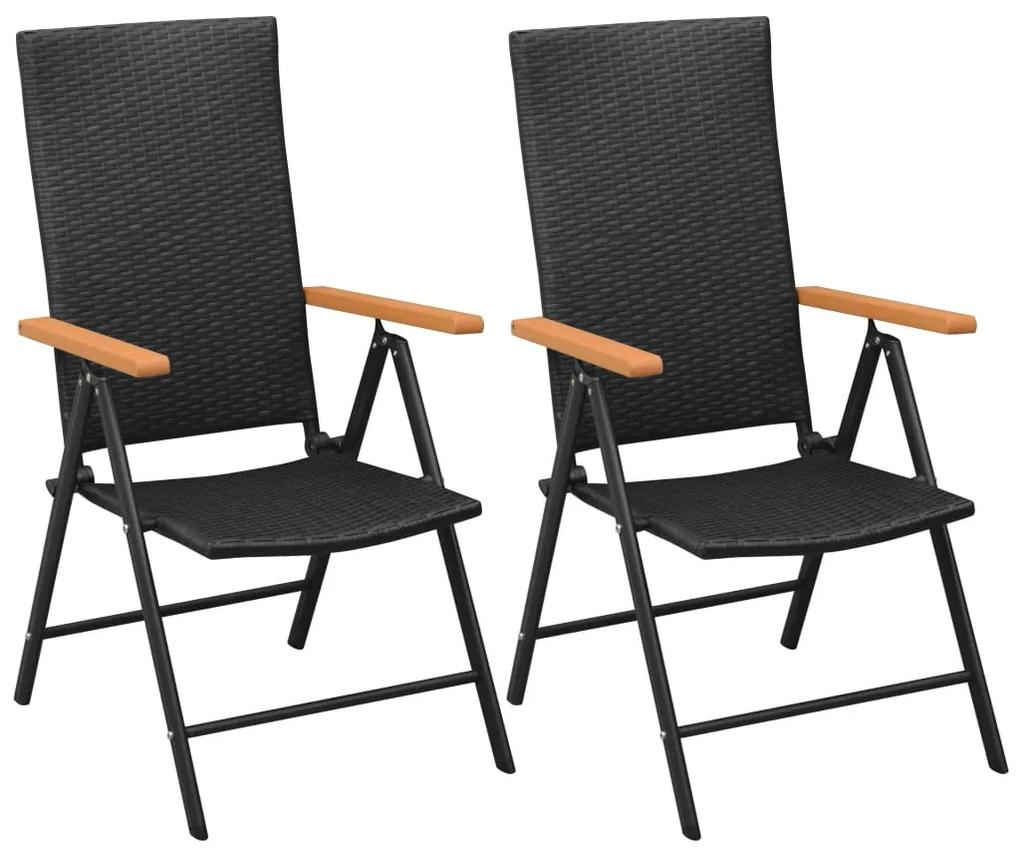 42798 vidaXL Καρέκλες Κήπου Στοιβαζόμενες 2 τεμ. Μαύρες από Συνθετικό Ρατάν Μαύρο, 1 Τεμάχιο