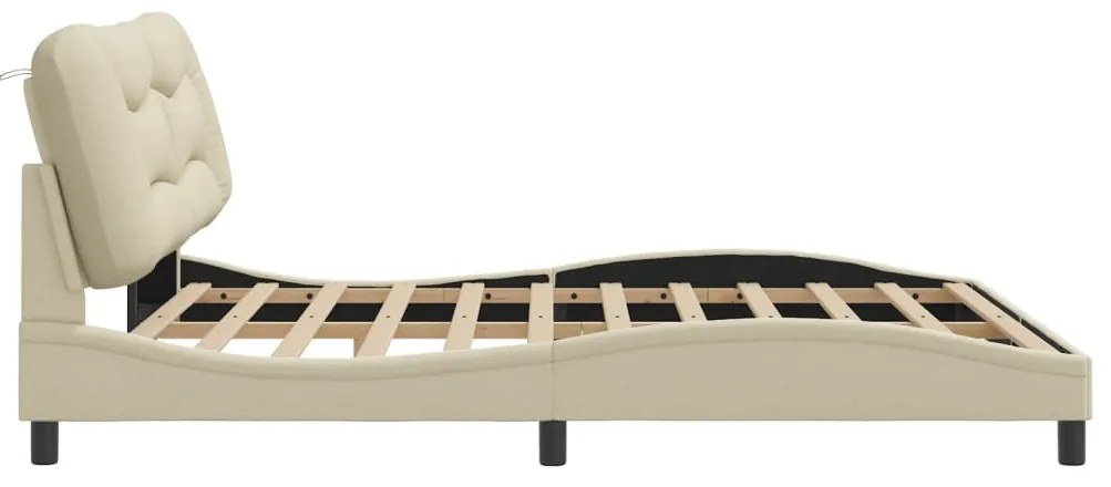 vidaXL Σκελετός Κρεβατιού Χωρίς Στρώμα Hvar Κρεμ 180x200 εκ. Υφασμάτινο