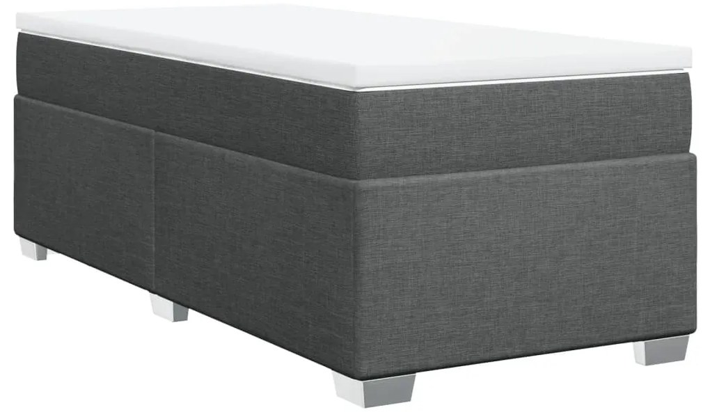 vidaXL Κρεβάτι Boxspring με Στρώμα Σκούρο Γκρι 100x200 εκ. Υφασμάτινο