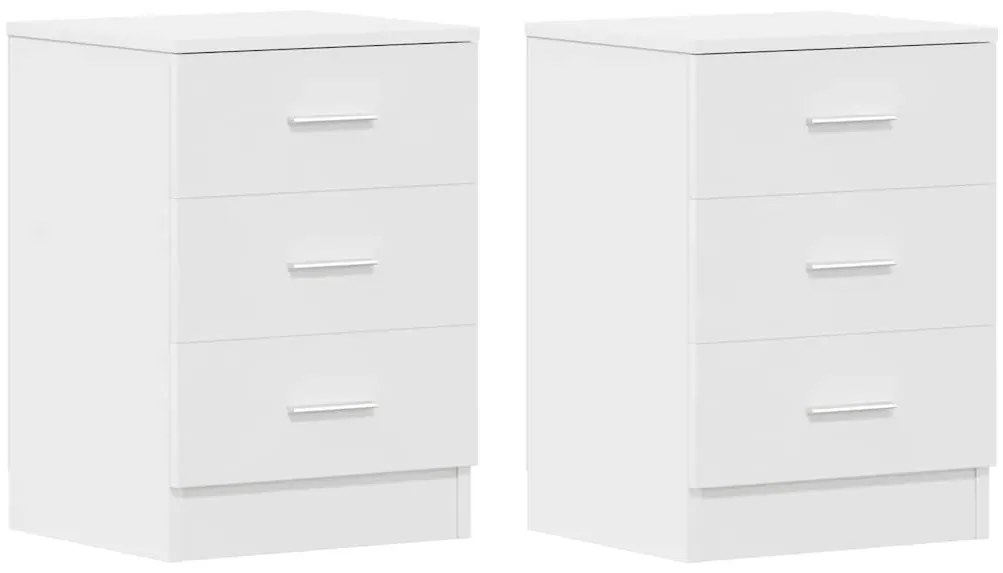 vidaXL Κομοδίνα 2 τεμ. Λευκά 38 x 35 x 56 εκ. από Επεξ. Ξύλο
