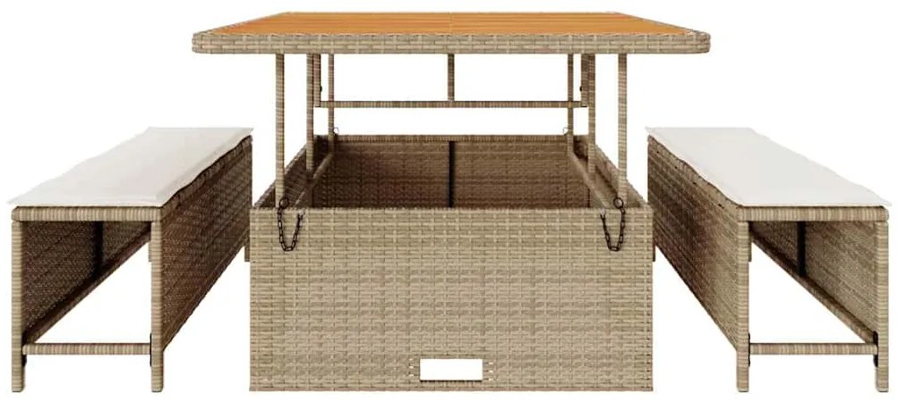vidaXL Σέτ φαγητού για κήπο Μπεζ συνθετικό ρατάν