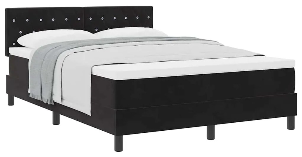 vidaXL Κρεβάτι με Ελατήρια και Στρώμα Μαύρο 140 x 190 cm ύφασμα