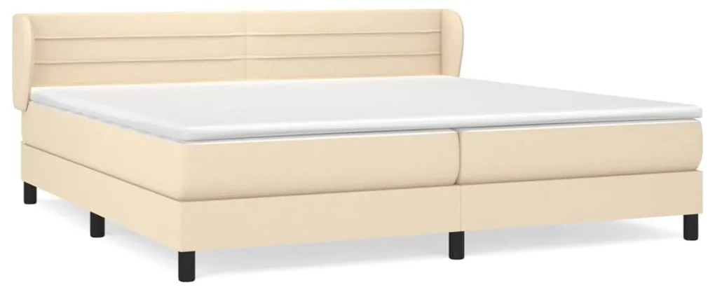 vidaXL Κρεβάτι Boxspring με Στρώμα Κρεμ 200x200 εκ. Υφασμάτινο