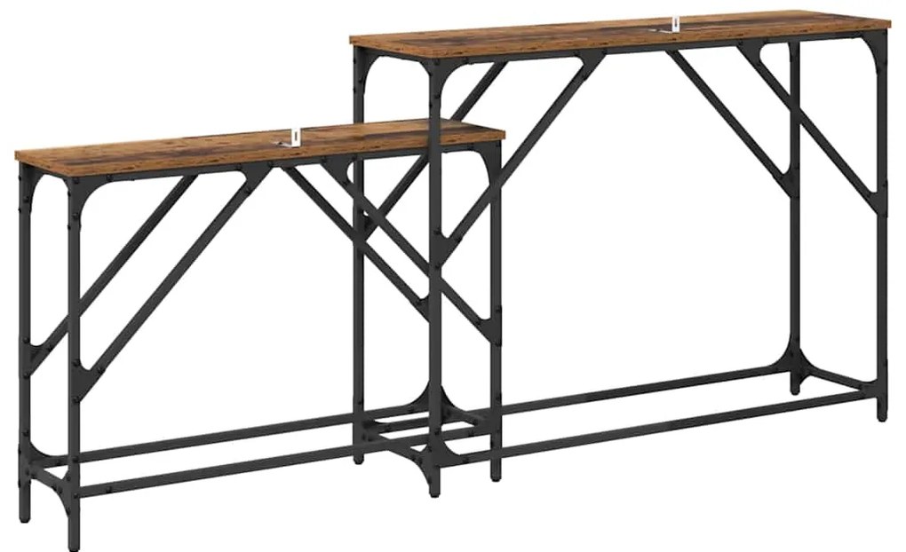 vidaXL Τραπέζι κονσόλας 2 pcs Παλιό Ξύλο 100 x 28 x 75 εκ.