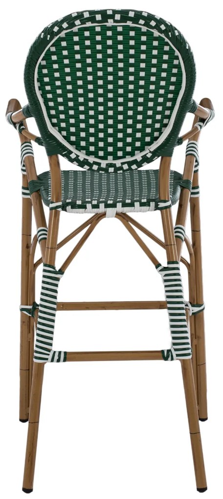 Σκαμπό Αλουμινίου Bamboo Look Με Wicker Πράσινο Λευκό 56x60x126 Εκ.