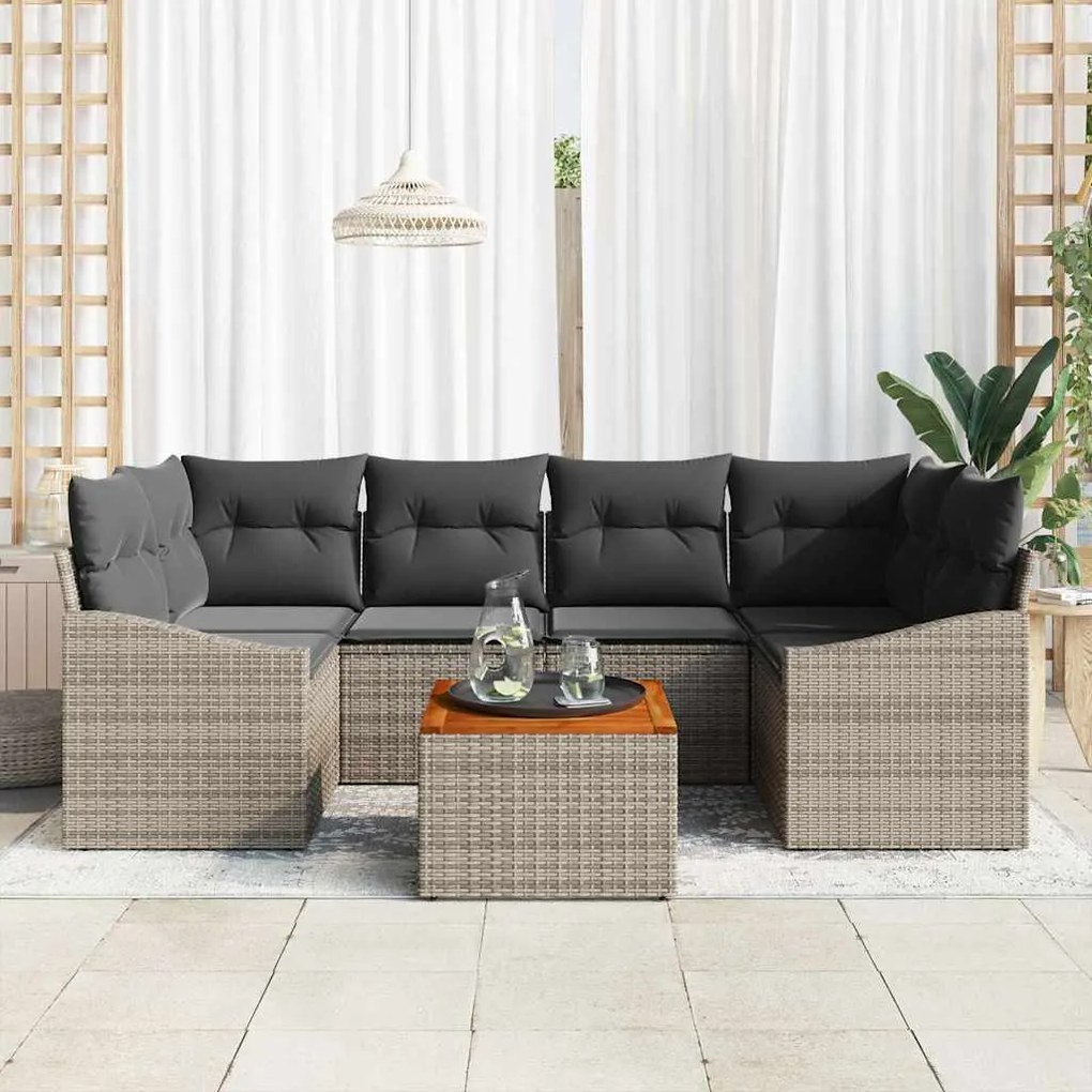vidaXL Σετ Καναπέ Κήπου 7 pcs Γκρι