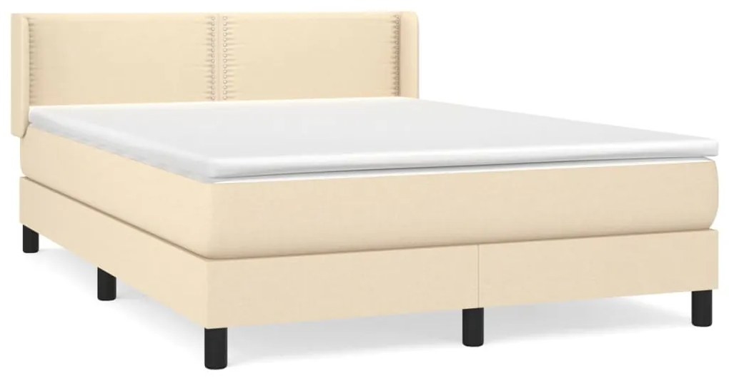 vidaXL Κρεβάτι Boxspring με Στρώμα Κρεμ 140x200 εκ. Υφασμάτινο