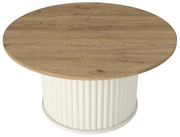 Τραπεζάκι σαλονιού Bohema Megapap χρώμα ivory - sepet oak Ø85x43,2εκ.