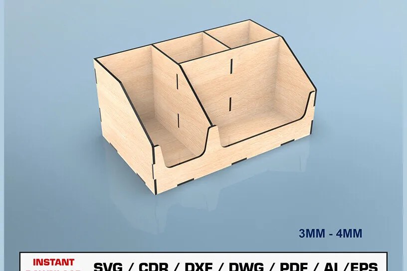 Intra απο ξύλο plywood Χρώμα wenge 3mm-4mm πάχος - Desk Organizer κοπής με λέιζερ Δίασταση 20x20 cm INTRAFABR-95781402