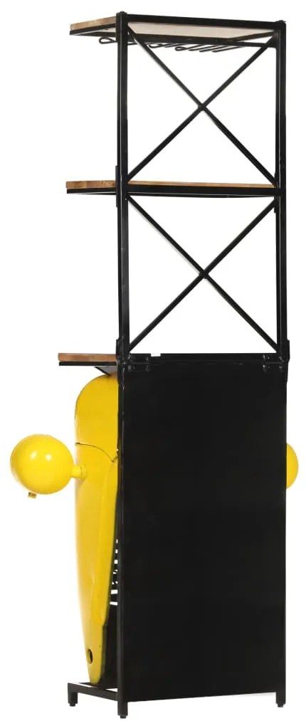 vidaXL Κάβα Κρασιών Κίτρινη Όψη Τρακτέρ 49x31x172 εκ.Μασίφ Ξύλο Μάνγκο