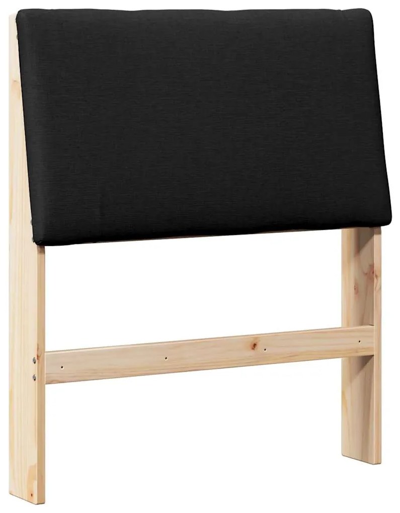 vidaXL Ταπετσαρισμένο κεφαλάρι Μαύρο 75 cm Στερεά ξυλεία πεύκου