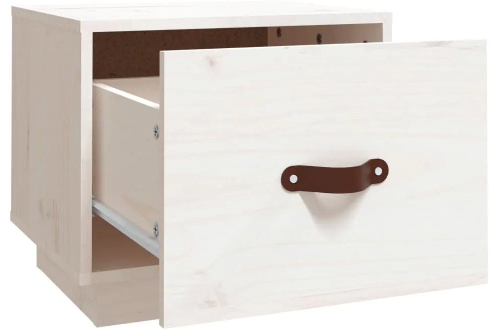 vidaXL Κομοδίνα 2 τεμ. Λευκά 40 x 34 x 35 εκ. από Μασίφ Ξύλο Πεύκου