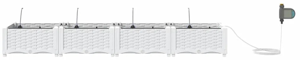 vidaXL Ζαρντινιέρες κήπου Λευκό 160 x 40 x 22 cm Ατσάλι