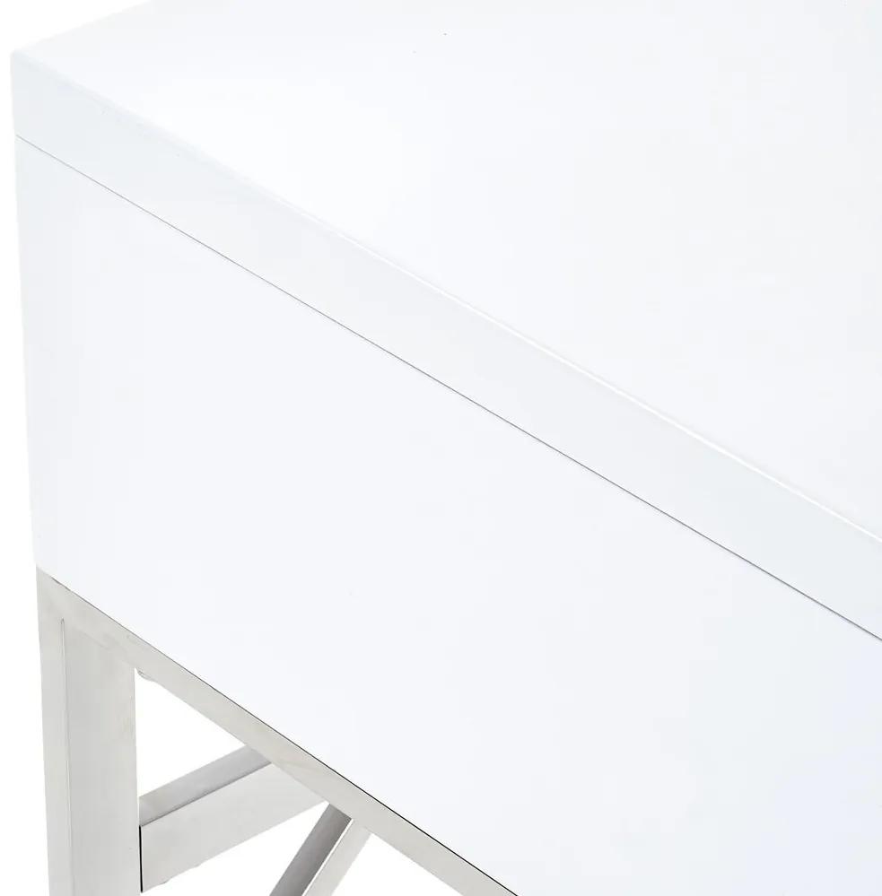 Τραπέζι γραφείου Houston 441, Με συρτάρια, Αριθμός συρταριών: 2, 76x120x60cm, 38 kg, Ασημί, Γυαλιστερό λευκό | Epipla1.gr