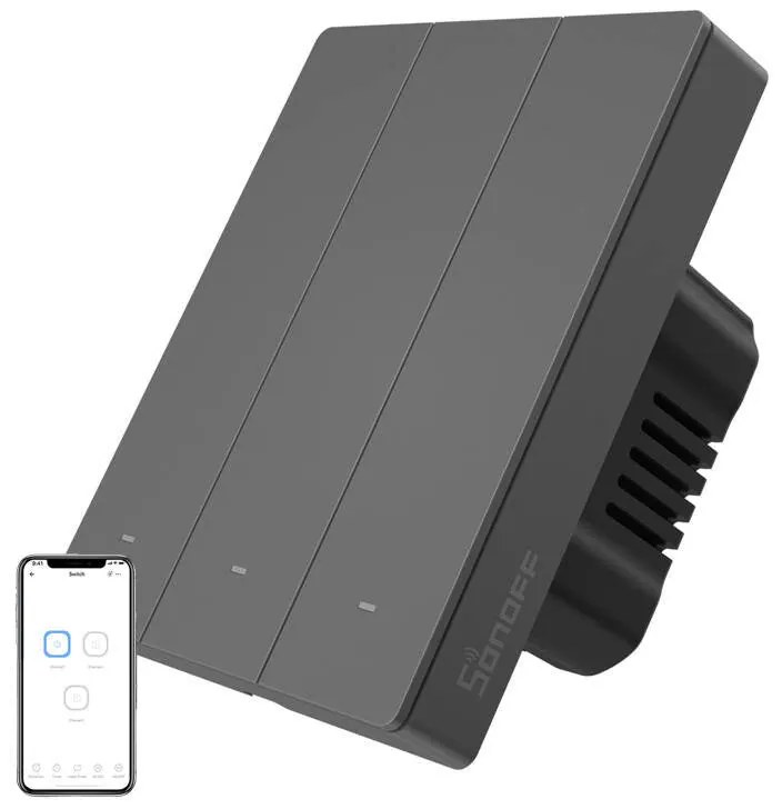 Smart WiFi wall switch SONOFF M5-3C-80 (graphite)