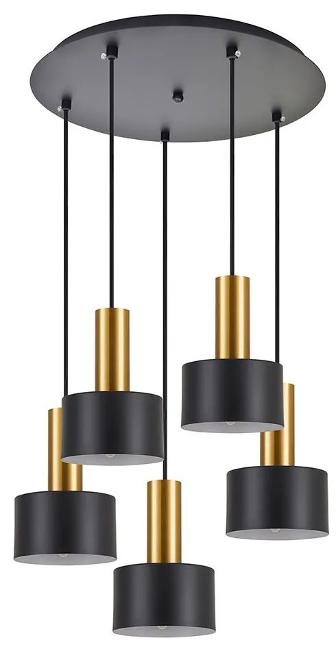 Φωτιστικό Οροφής Adept Tube 77-8636 40x40x300cm 5xE27 60W Black-Gold Homelighting