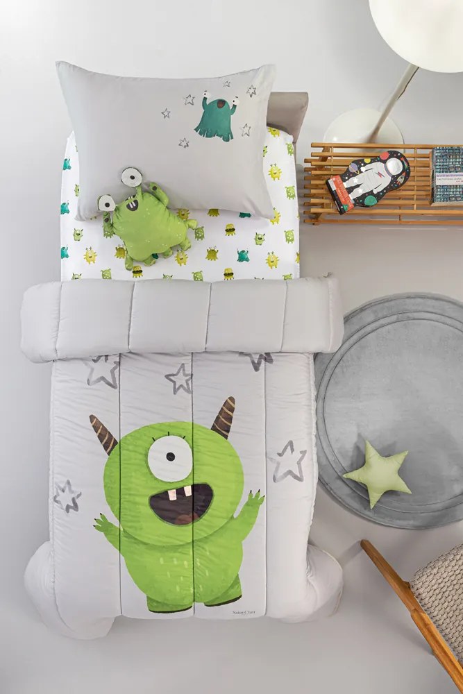 Πάπλωμα Microfiber Παιδικό Μονό 160x220εκ. Monsters Lime Saint Clair