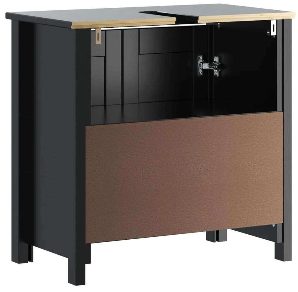 vidaXL Ντουλάπι Νιπτήρα BERG Μαύρο 60 x 34 x 59 εκ. Μασίφ Ξύλο Πεύκου