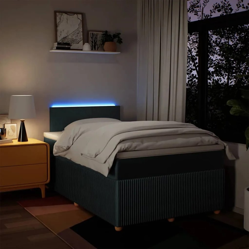 vidaXL Κρεβάτι Boxspring με Στρώμα Μπλε 120x190 εκ. Υφασμάτινο