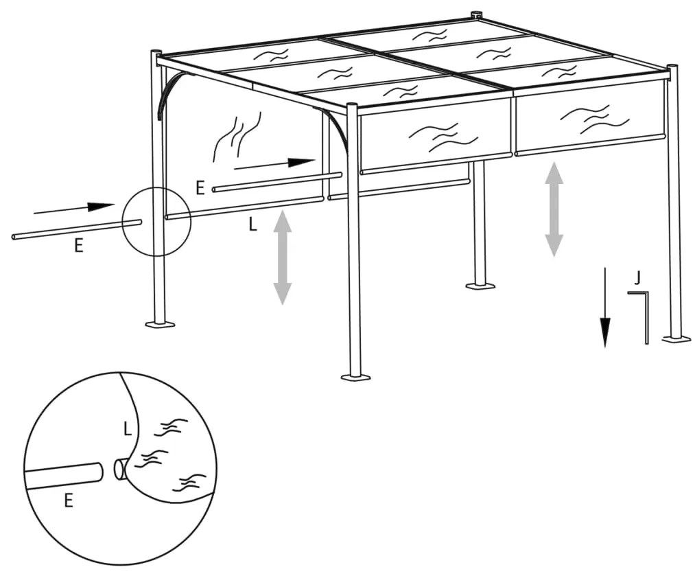 vidaXL Πέργκολα Κήπου με Πτυσσόμενη Οροφή Taupe 3 x 3 μ. 180 γρ/μ²