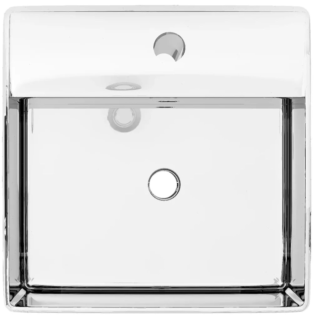 vidaXL Νιπτήρας με Οπή Υπερχείλισης Ασημί 41 x 41 x 15 εκ. Κεραμικός