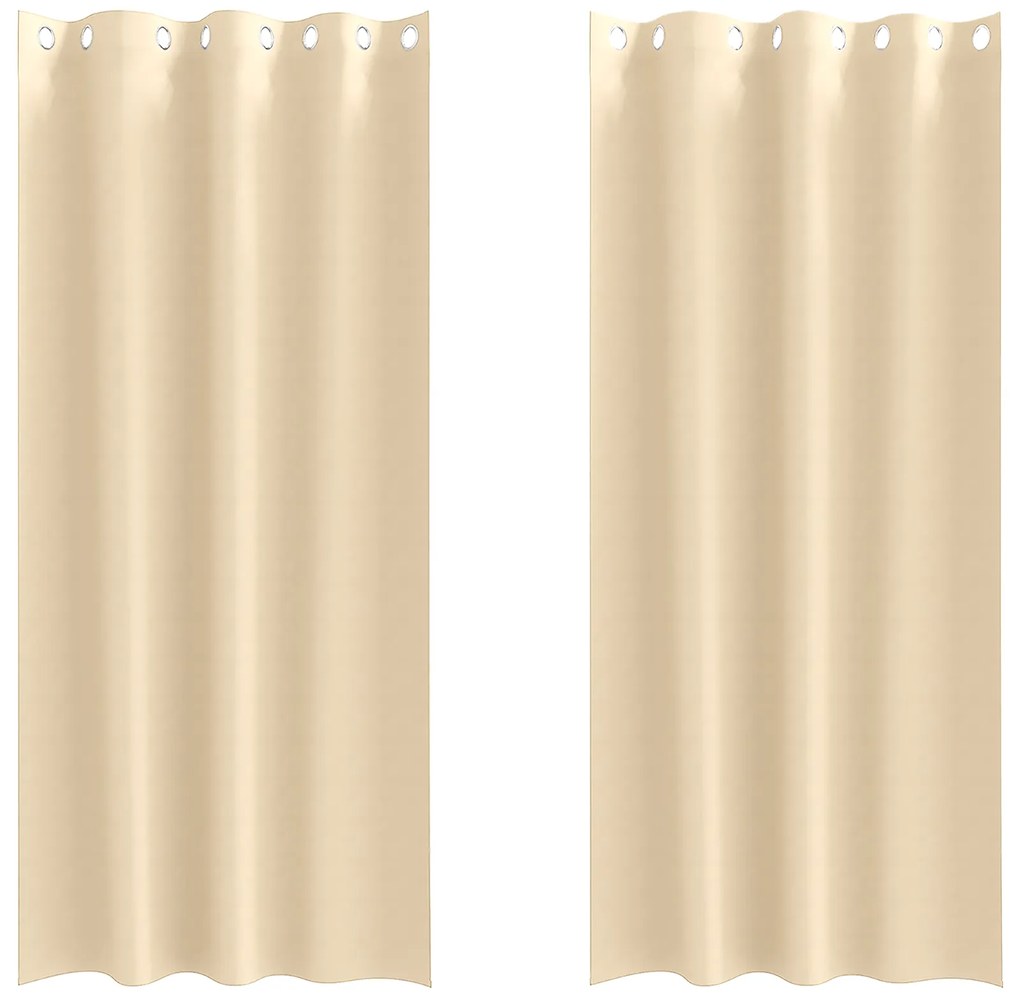 vidaXL Κουρτίνες με κουρτίνες 2 pcs Κρεμ 260 x 140 εκ. Πολυεστέρας