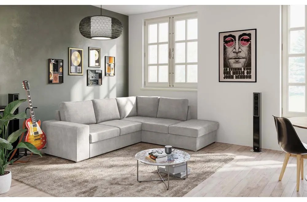 EDDI ΚΑΝΑΠΕΣ ΚΡΕΒΑΤΙ ΓΩΝΙΑ ΔΕΞΙΑ TAUPE 248x213x90 - 70-0402