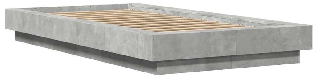 vidaXL Πλαίσιο Κρεβατιού Γκρι Σκυροδέματος 75 x 190 εκ. Επεξεργ. Ξύλο