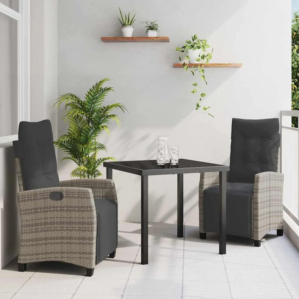 vidaXL Σέτ φαγητού για κήπο 3 pcs Γκρι συνθετικό ρατάν