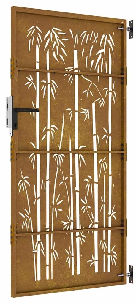 vidaXL Πόρτα Κήπου από Μπαμπού με Σχέδιο από Ατσάλι Corten 85x175 εκ.