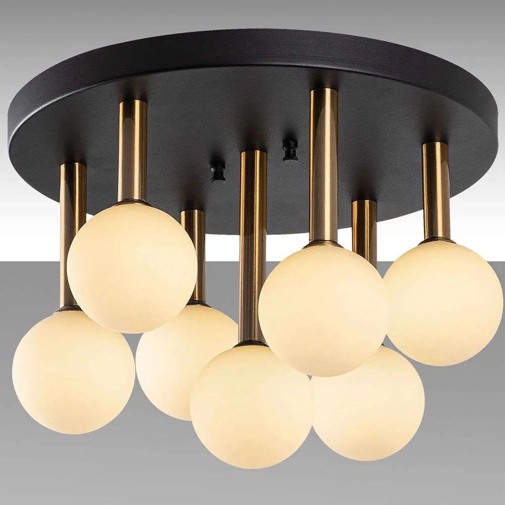 Φωτιστικό Οροφής - Πλαφονιέρα Even 942FLG1297 44x44x40cm 7xG9 10W Black-Gold Opviq