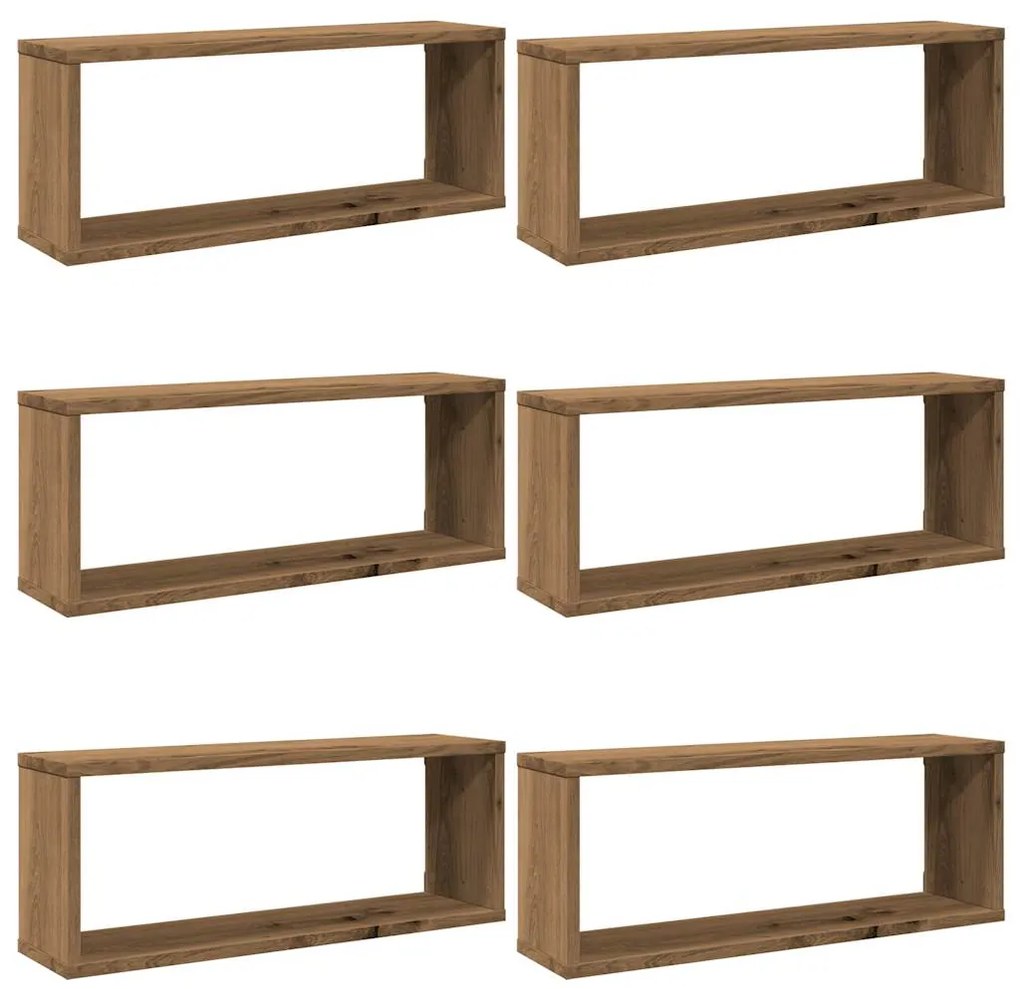 Ράφια κύβων τοίχου 6 τεμάχια Artisan Oak Κατασκευασμένο ξύλο - Καφέ