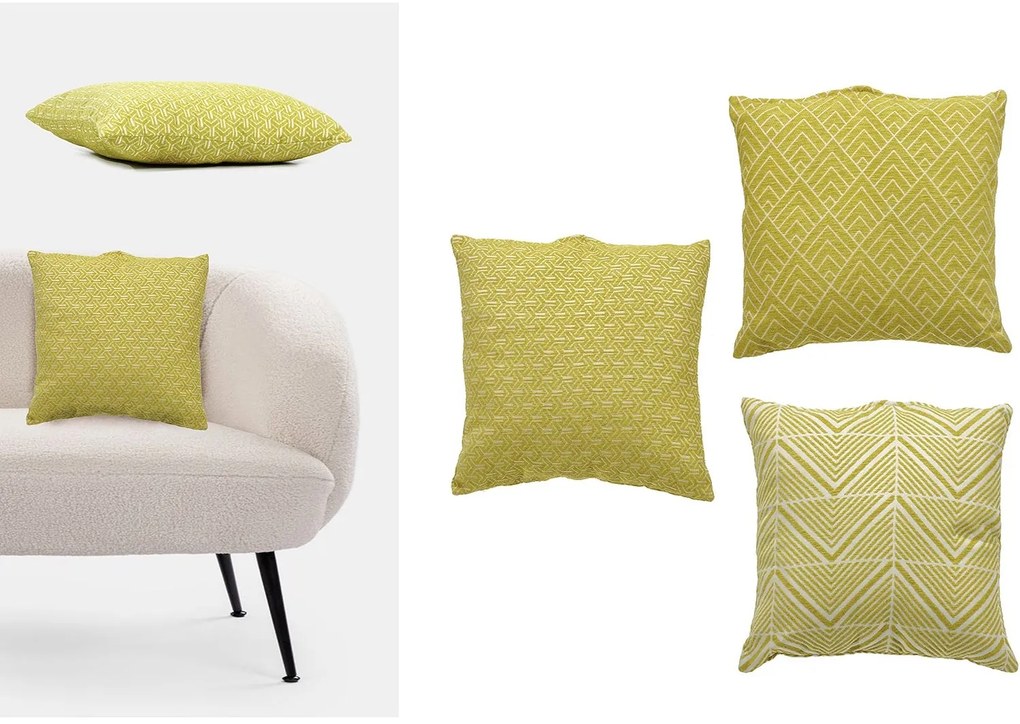 Μαξιλάρι Jacquard Κίτρινο Πολυεστέρας 45x45cm Σε 3 Σχέδια