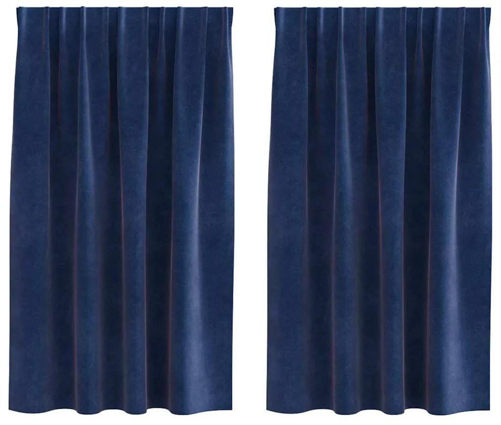 vidaXL Κουρτίνες με κουρτίνες 2 pcs Σκούρο Μπλε 140 x 140 cm Βελούδο