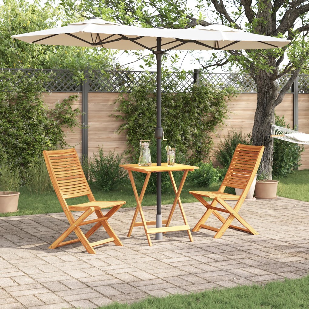 vidaXL Σετ Εξωτερικών Επίπλων 3 pcs Φυσικό Ξύλο 60 x 60 x 75 cm