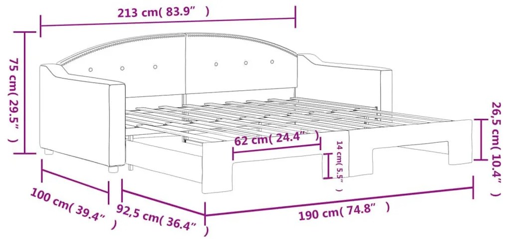 Καναπές Κρεβάτι Συρόμενος Ανοιχτό Γκρι 90 x 190 εκ. Υφασμάτινος - Γκρι